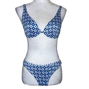 Hollister Blue White Floral Bikini Set Beachwear Vacation XS/S